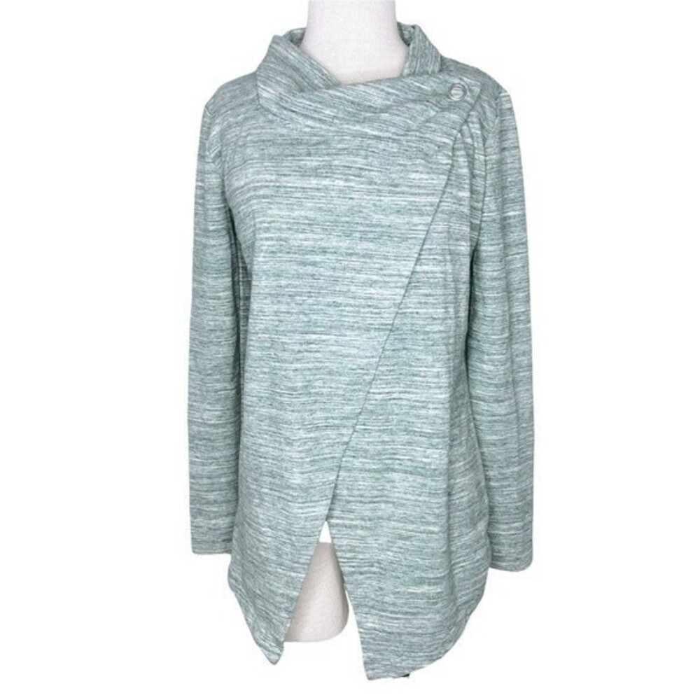 Danskin Yoga Wrap Sweatshirt sz XS * Asymmetrical Top Space Dye French Terry
